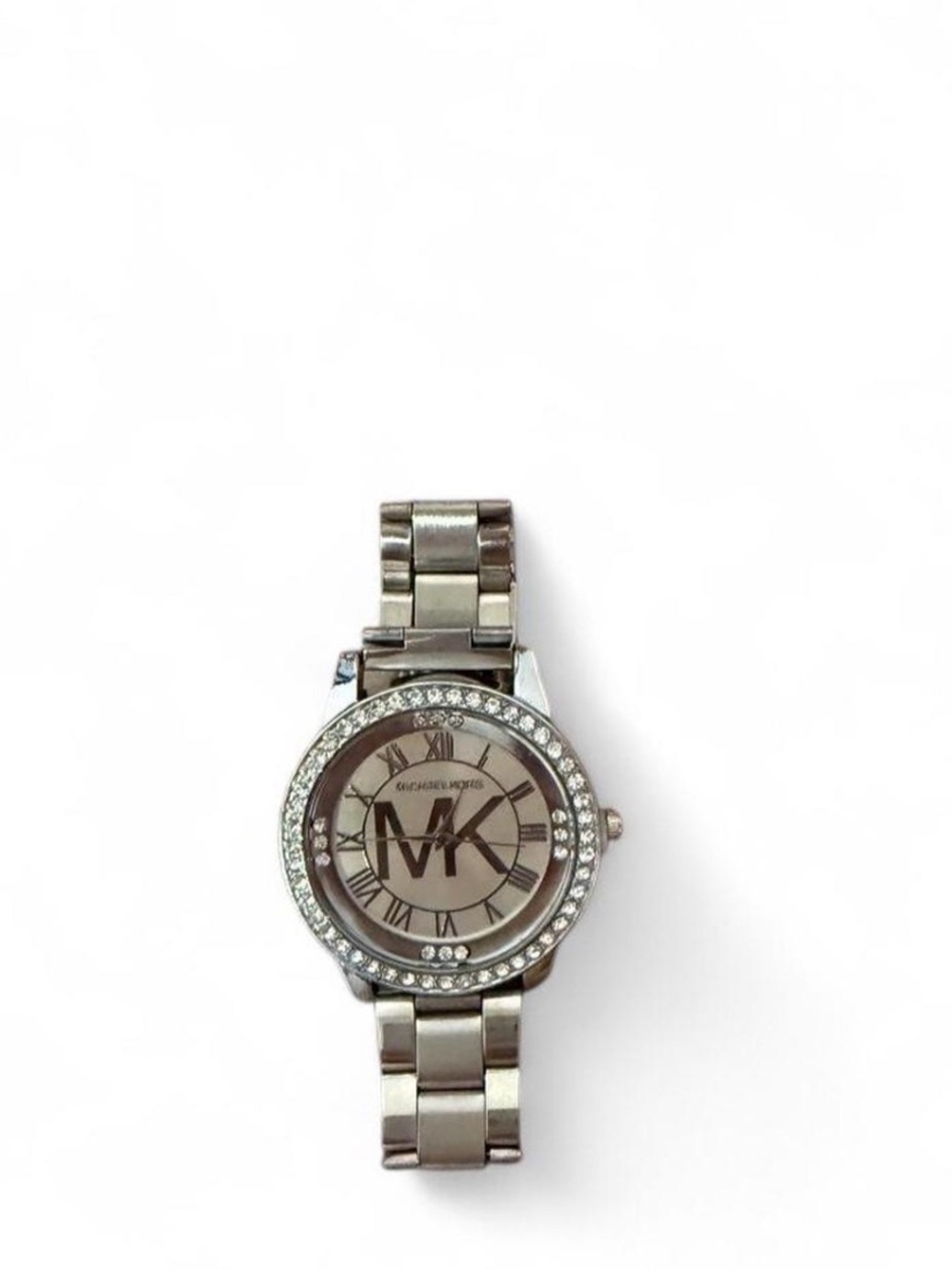 Michael Kors Silver Crystal Bezel MK Logo Bracelet Watch